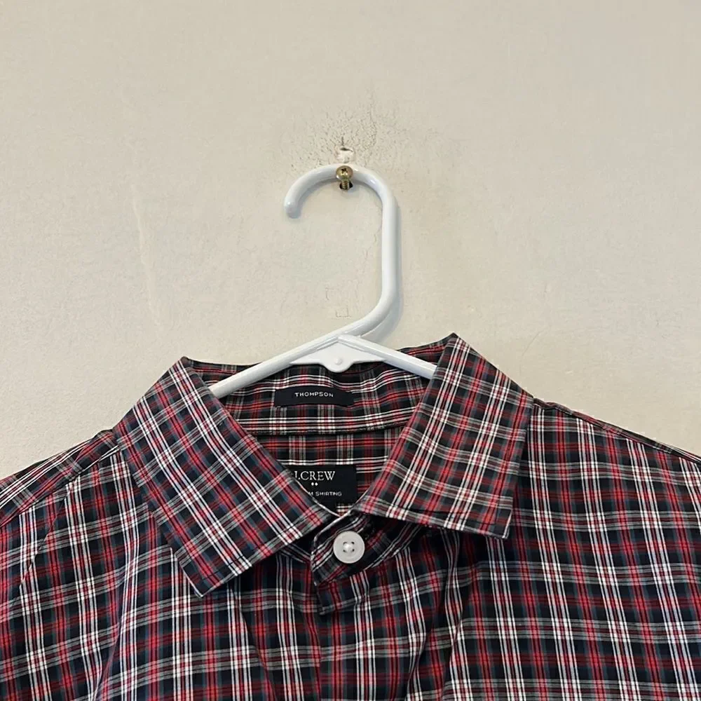 J Crew tartan plaid long sleeve collared shirt Size M 15 - 15 1/2